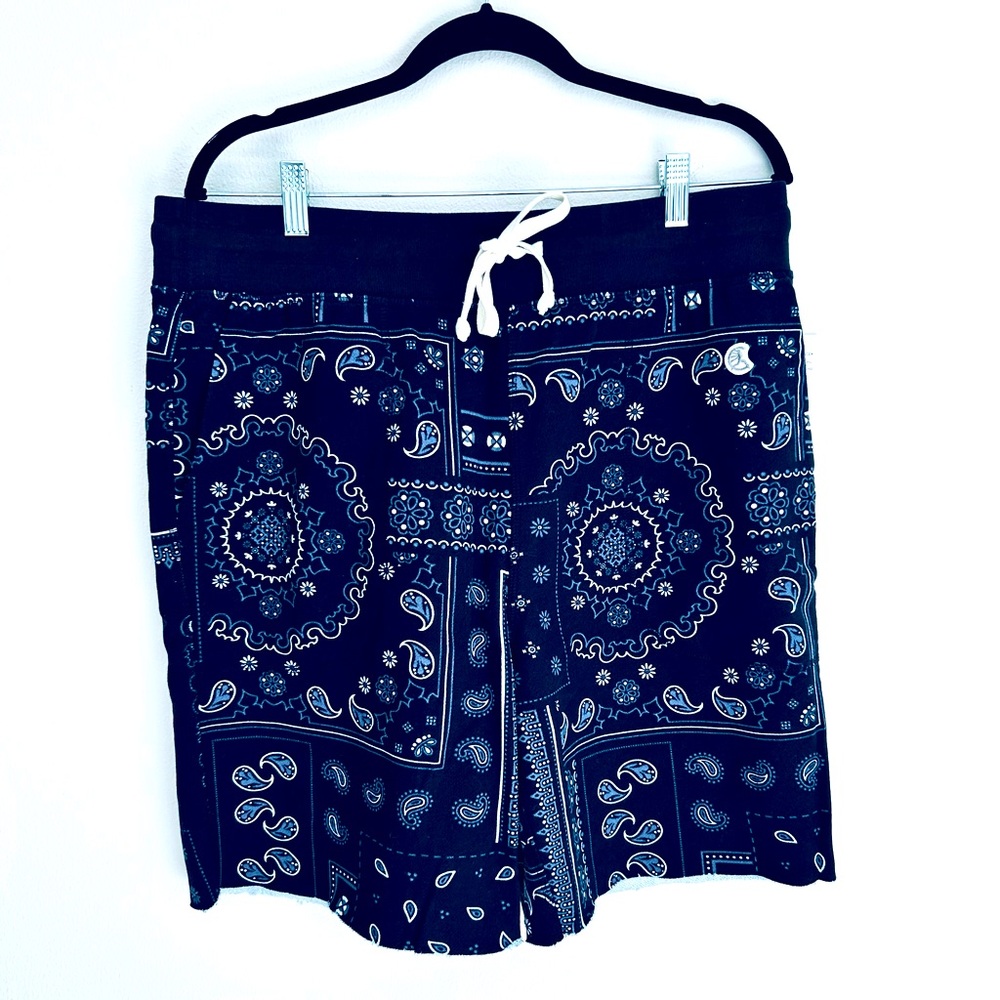 NWT Todd Snyder+ Champion Men’s Bandana Print Warm Up Shorts In Navy Size XXL